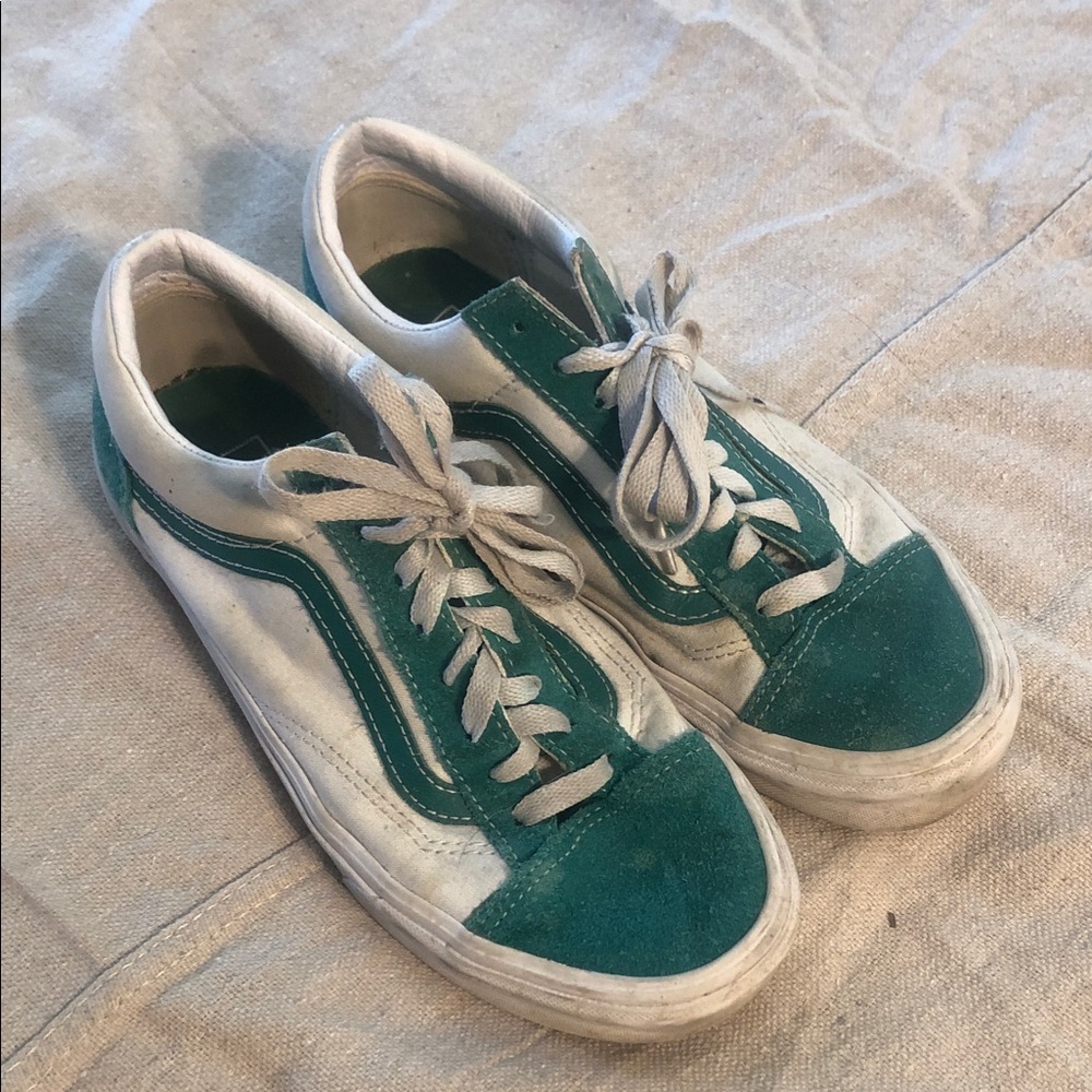 Vans Green and White Old Skool Low-Top Sneakers